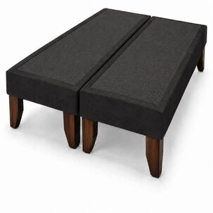 Base De Cama Europea 2 Plazas Dividida 190 Cm Largo Negro