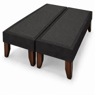 Base De Cama Europea 2 Plazas Dividida 190 Cm Largo Negro
