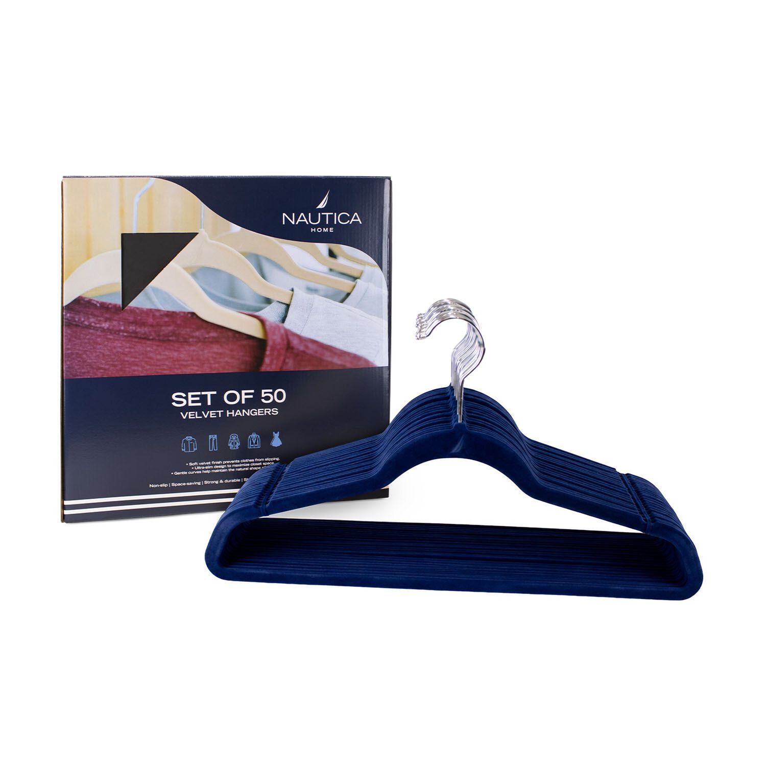 Colgadores De Ropa Pack 50 Azul Antideslizante Nautica Home image number 4.0