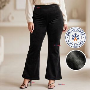 Pantal&oacute;n Cotel&eacute; Palazzo Polar Con Chiporro Elasticado T&eacute;rmico Negro