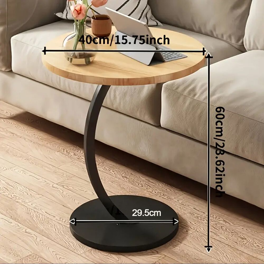 Mesa Auxiliar Redonda Madera Diseño C 40cm Beige image number 6.0