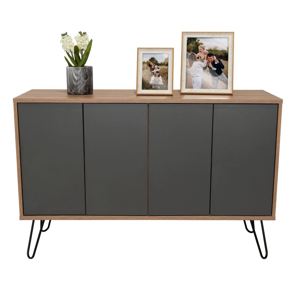 Arrimo Con 4 Puertas Y 4 Repisas Fm-001a - Caf&eacute; Claro Y Plomo image number 4.0