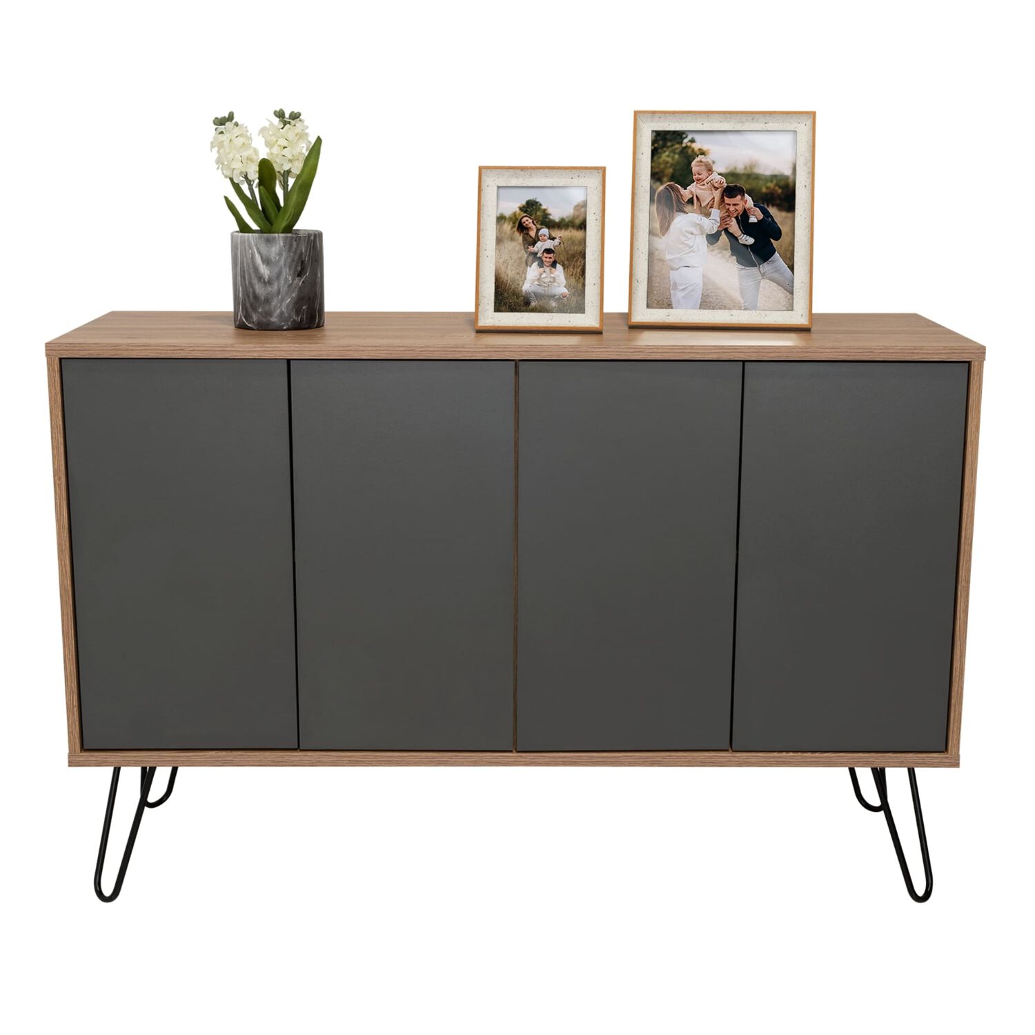 Arrimo Con 4 Puertas Y 4 Repisas Fm-001a - Caf&eacute; Claro Y Plomo image number 4.0
