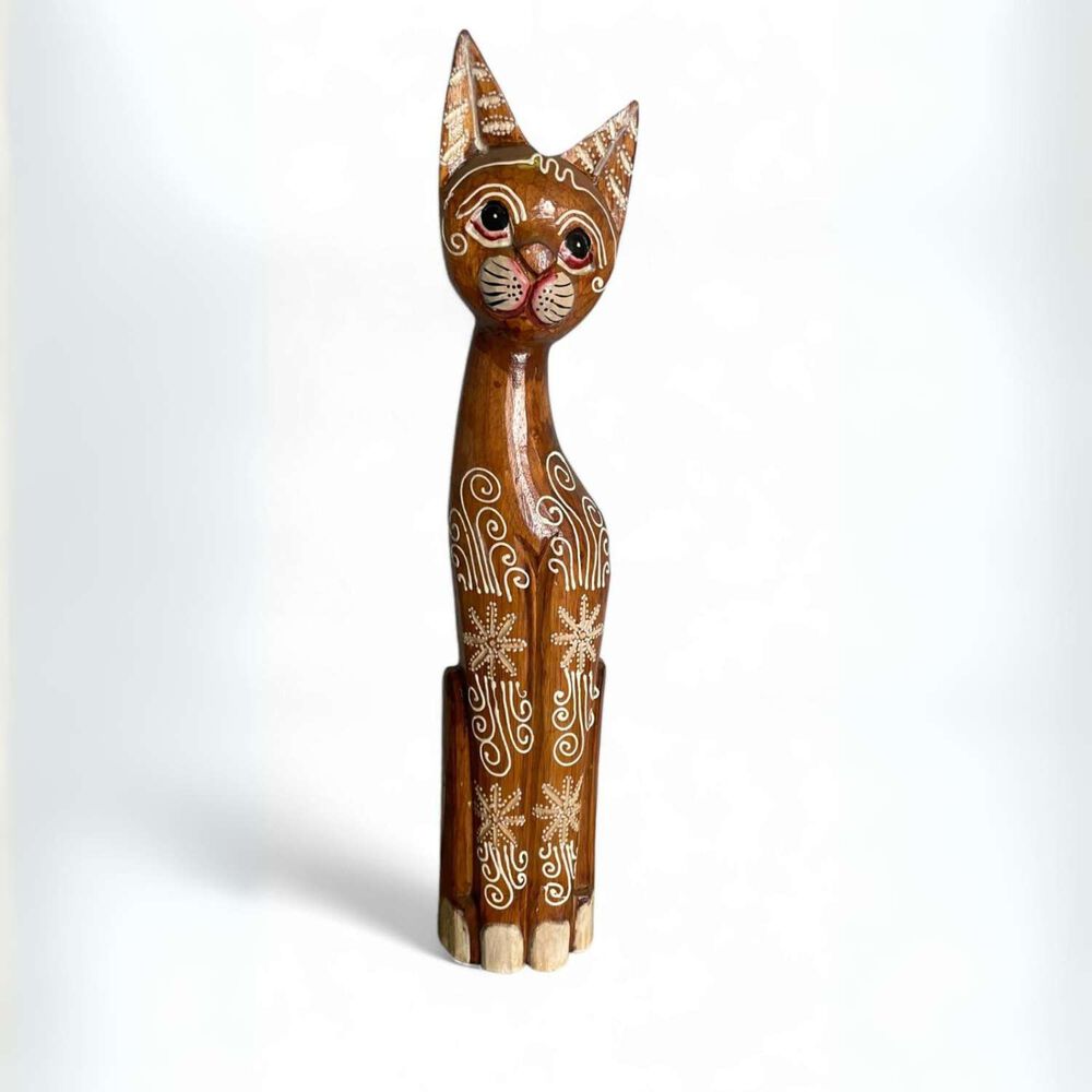 Gato Madera Artesanal 60 Cm Caf&eacute; Claro image number 0.0