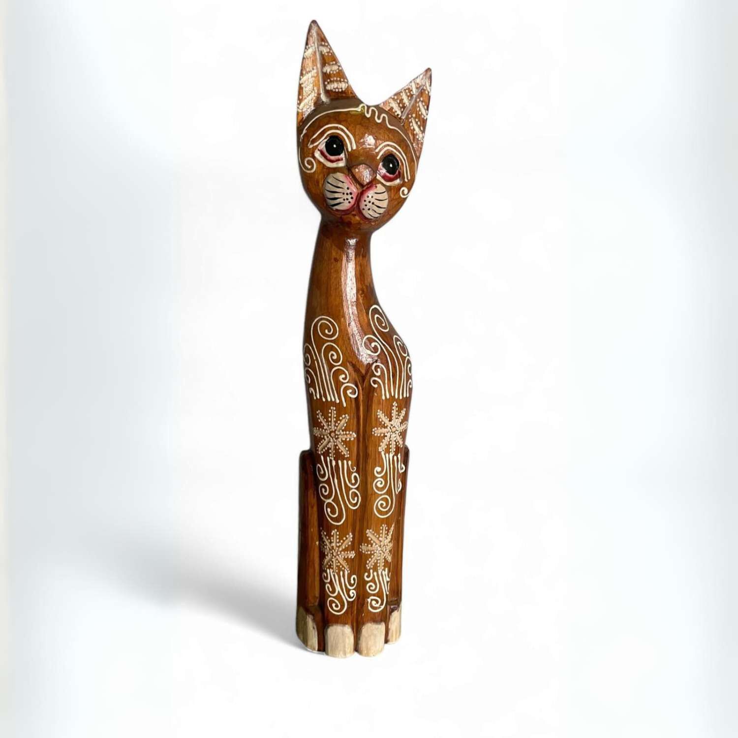 Gato Madera Artesanal 60 Cm Caf&eacute; Claro image number 0.0