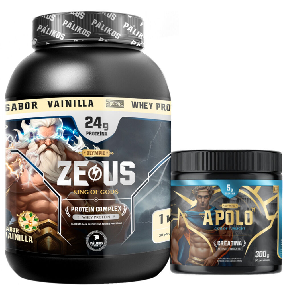 Pack Warrior / Proteina Zeus Complex 1kg Vainilla + Creatina Apolo 300g image number 0.0
