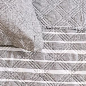 Quilt Andes Estampado King Listado Gris