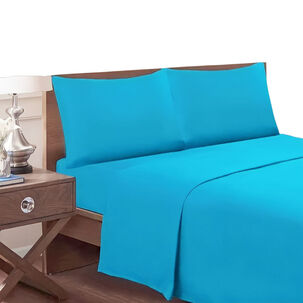 Juego De Sabanas De Genero Microfibra 1.5 Plazas + 1 Funda De Almohada 50cm X 70cm Color Celeste