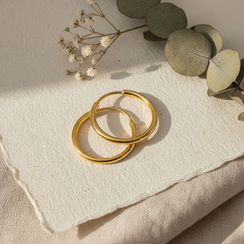 Aros Argolla Tubo 12mm Oro 18k 1.65gr Mujer Cl&aacute;sicas Elegantes image number 2.0