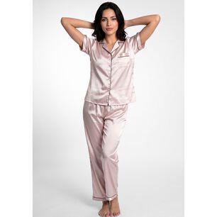Pijama Largo Abotonado Satin Mujer Kayser 70.1144m-ros