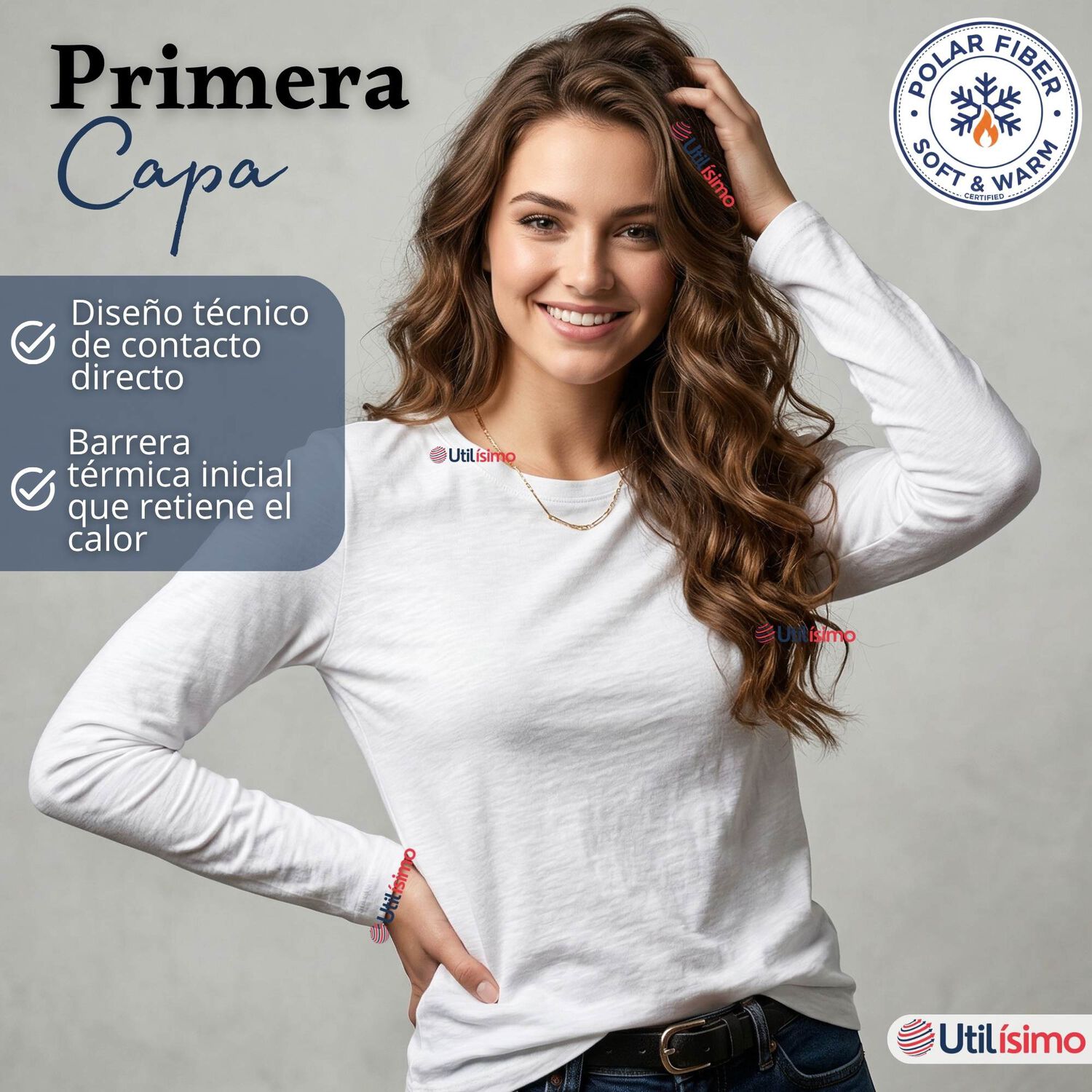 Pack 3 Camisetas Poleras Polar Primera Capa Manga Larga Colores Surtidos Mujer image number 3.0