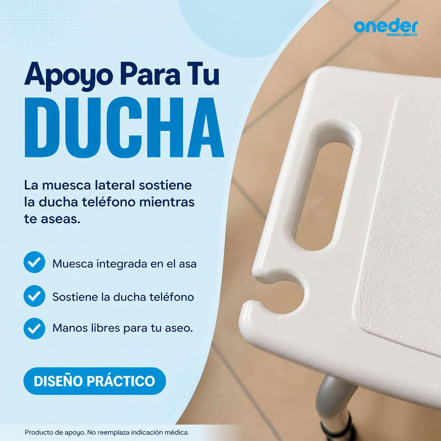 Silla De Ducha Para Ba&ntilde;o Portatil Aluminio Altura Ajustable 301da image number 4.0