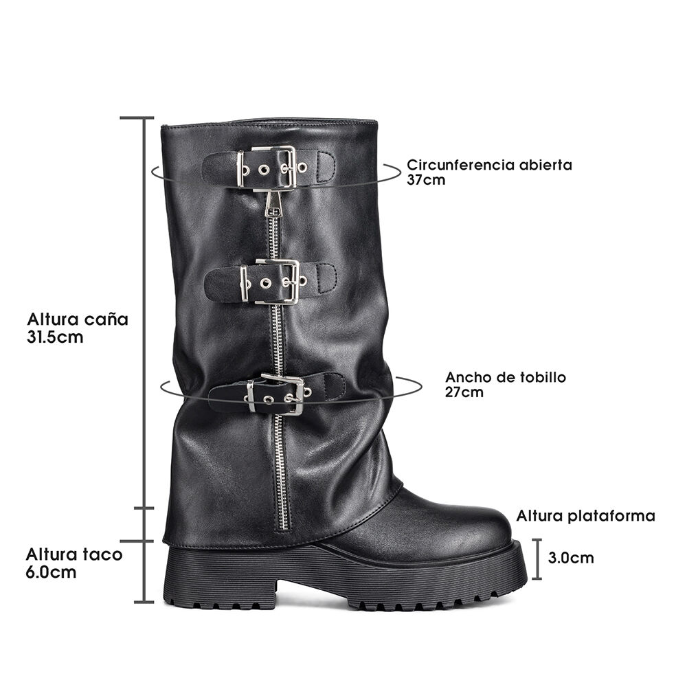 Botas Largas Casual Negro De Moda Mujer Weide Rq80 image number 5.0