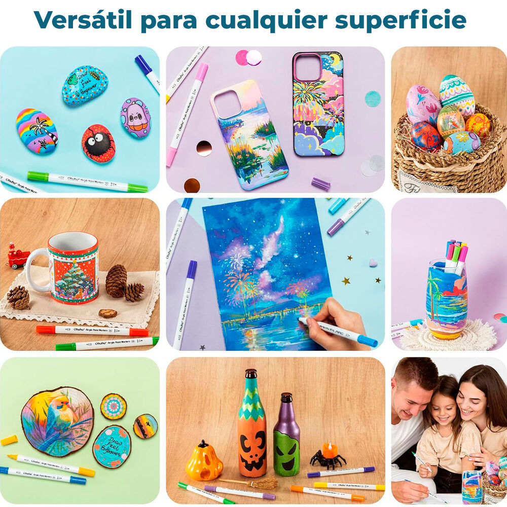 Ohuhu 36 Marcadores Acrílicos Doble Punta Pincel & Puntos image number 5.0