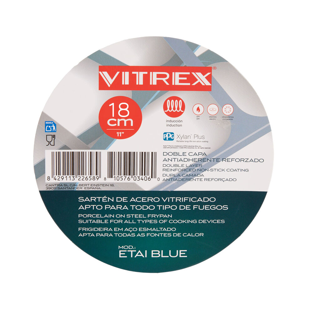 Sart&eacute;n De Acero Antiadherente Vitrex Etai Blue 18cm image number 6.0