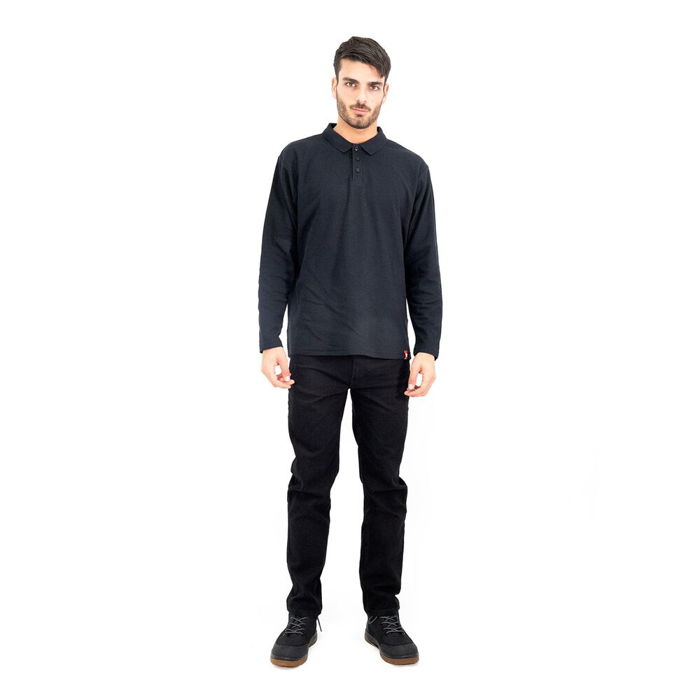 Polera Pique Quebec Manga Larga Negro Hombre image number 4.0