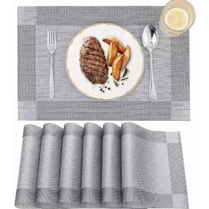 Set 6 Individuales Impermeable De Mesa Rectangular Dise&ntilde;os Gris