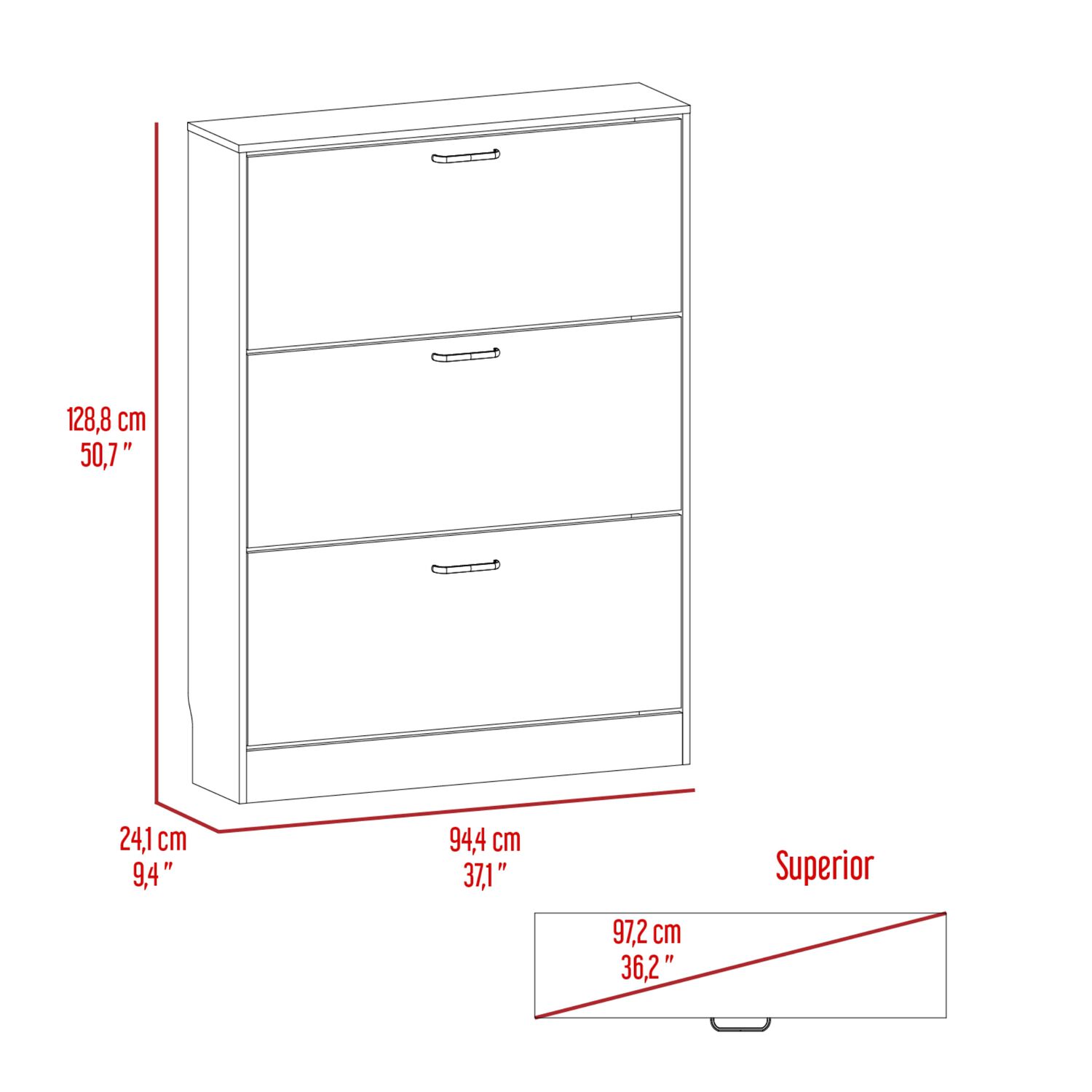 Mueble Zapatero 3 Compartimientos 128,7x94,2x24 Cm Beige image number 6.0
