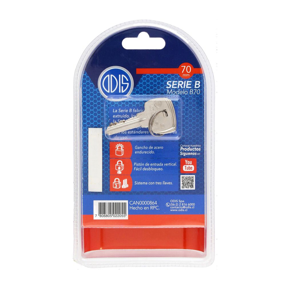 Candado Odis B70 70mm image number 5.0