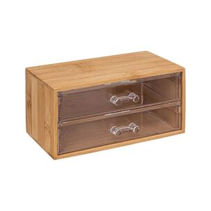 Mini Organizador Bambú 2 Cajones Acrílico Manija Resistente