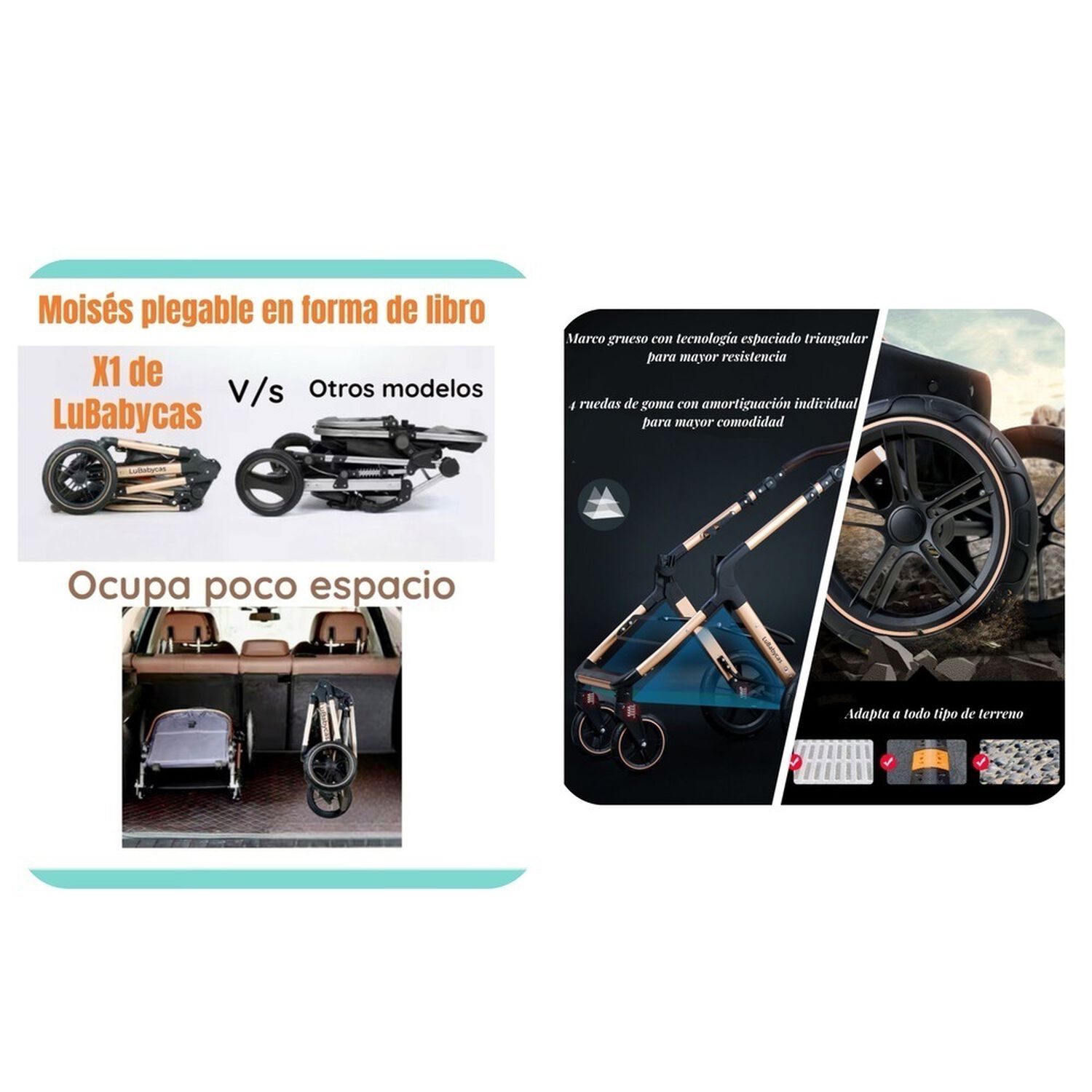 Coche Travel System Con Accesorios Lubabycas X1 Azul image number 2.0
