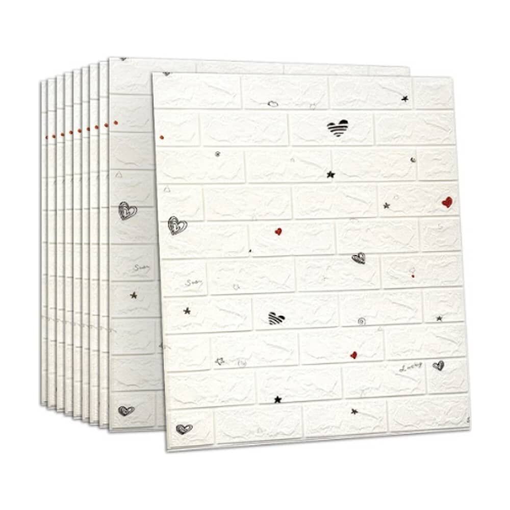 Pack 10 Lamina Papel Mural Autoadhesivo 3d Blanco image number 0.0