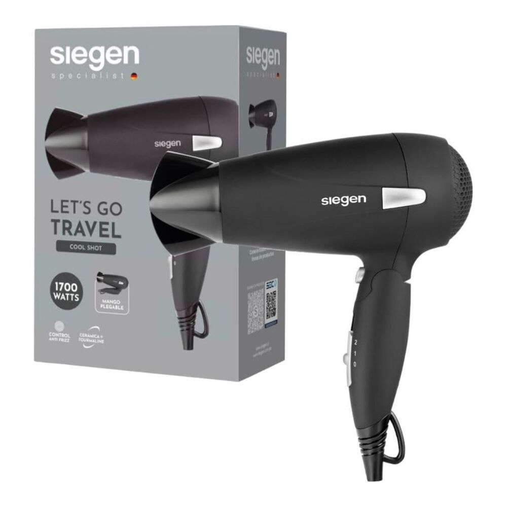 Secador De Pelo Siegen Lets Go Travel Negro Sg3012 1700watts image number 0.0
