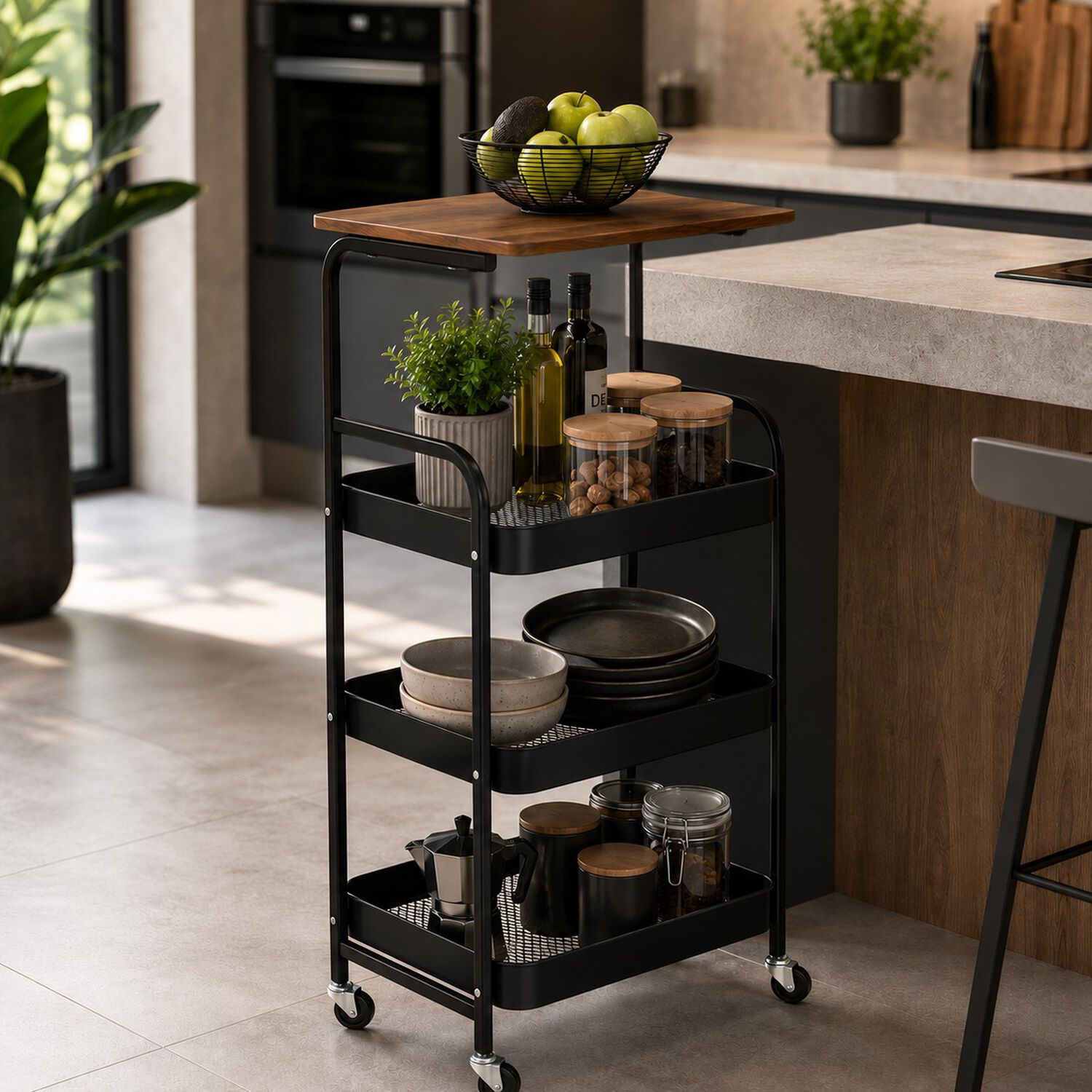 Organizador De Cocina Frutero Tipo Buffet De Madera Industrial Marca Mp Store image number 0.0