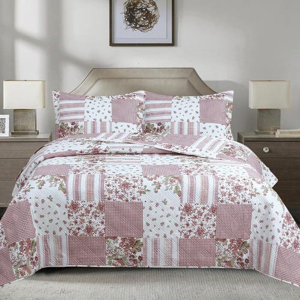 Quilt Andes Estampado Patchwork Rosado 2 Plazas image number 0.0