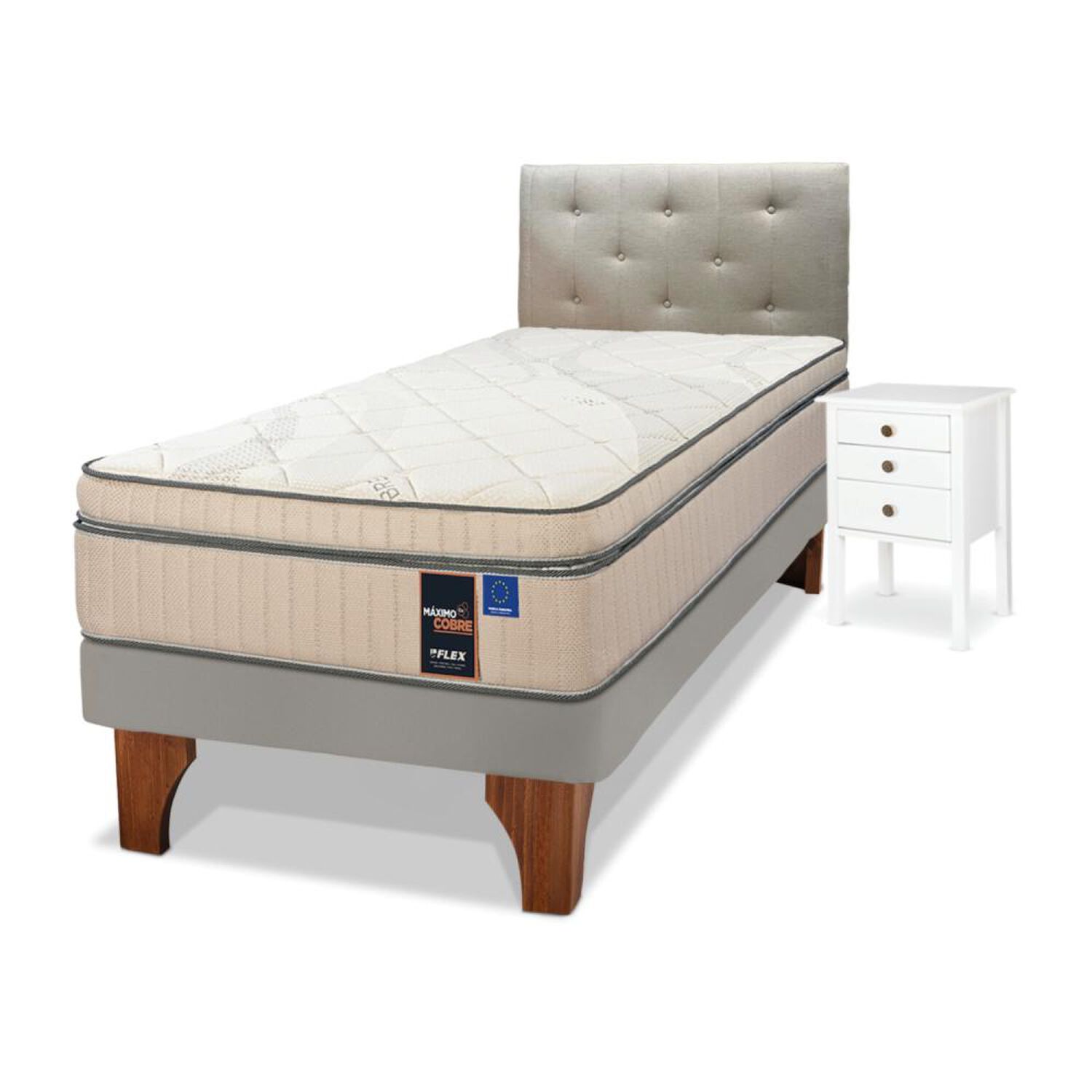 Cama Europea Flex Maximo Cobre / 1.5 Plazas / Base Normal + Set De Maderas image number 1.0