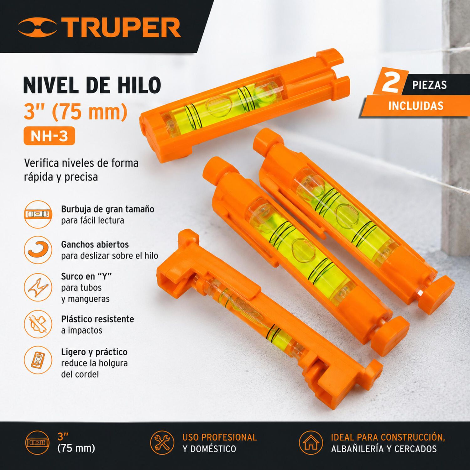 Nivel De Hilo De 3 75mm 2und Truper Nh-3 image number 4.0