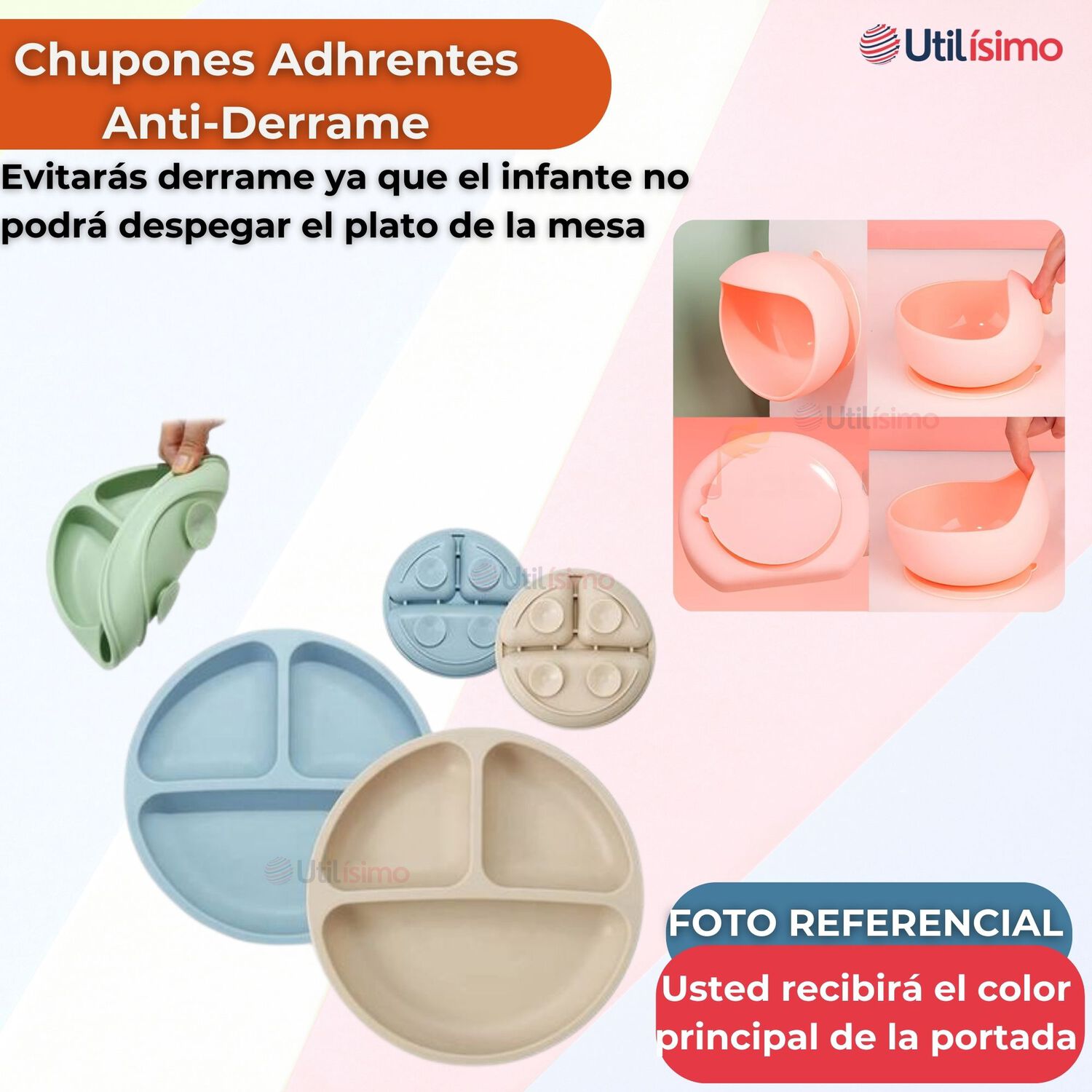Set De Alimentaci&oacute;n Beb&eacute; Silicona 5 Piezas De Osito Libre Bpa Color Naranja image number 2.0
