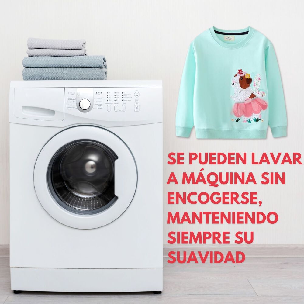 Polerón Niña Manga Larga 100% Algodón Turquesa Hamster image number 5.0