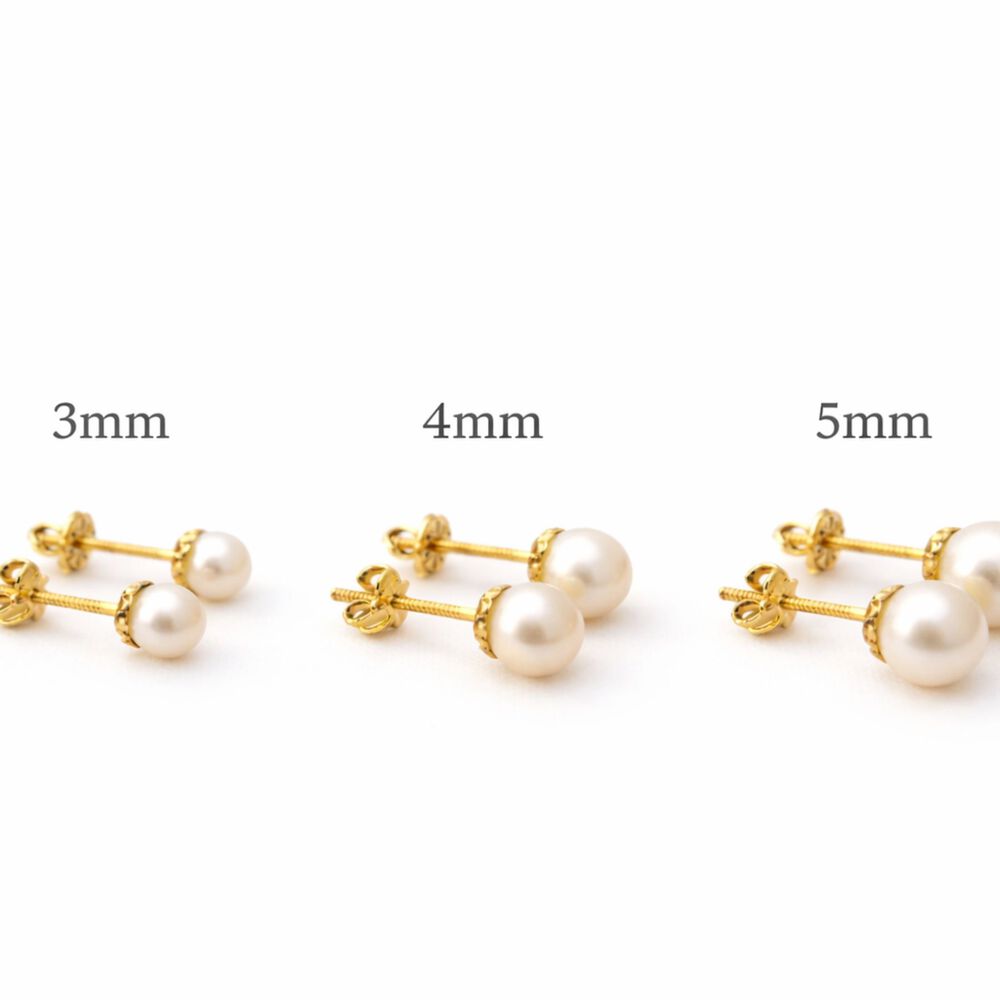 Aros Perla Cultivada Casquillo 4mm N2 Oro 18k Atornillados 0.90gr Mujer Elegantes image number 3.0