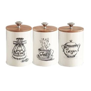 Set De 3 Canister De Cocina - Dise&ntilde;o Dibujo