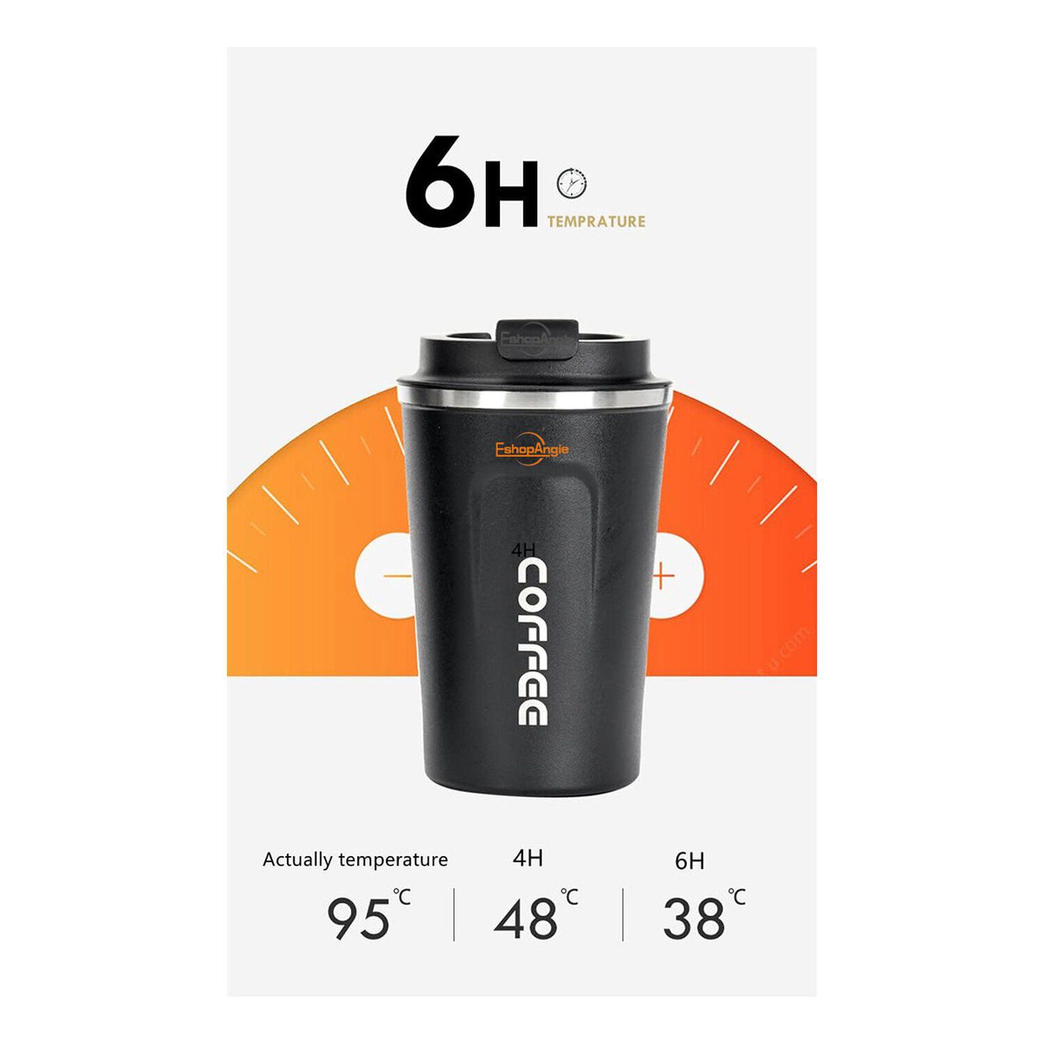 Termo Mug Caf&eacute; 380ml Acero Inoxidable Port&aacute;til Negro image number 2.0