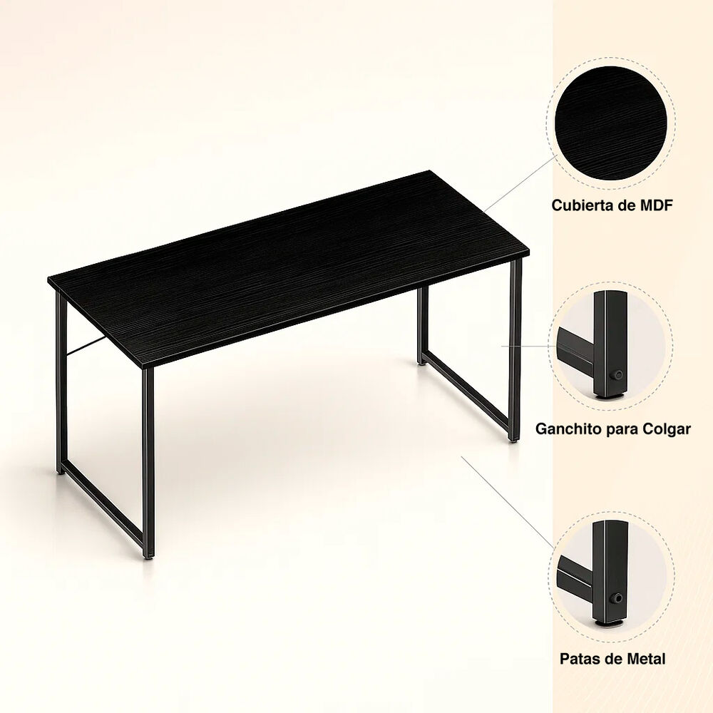 Escritorio Home Office Resistente Madera Negra 100cm image number 4.0