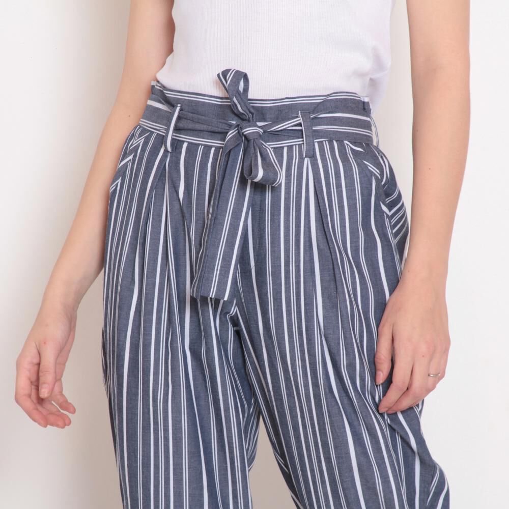 Pantalón Crop Listado con Lazo y Cintura Elásticada Mujer Wados image number 1.0