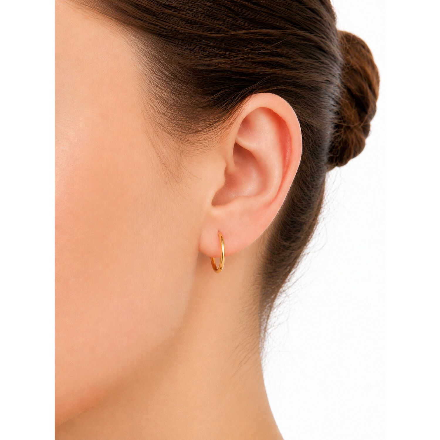 Aros Argolla Tubo 12mm Oro 18k 1.65gr Cl&aacute;sicas Regalo Mujer Dorado image number 3.0