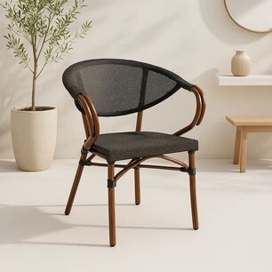 Silla Bistro Parisina Textileno Con Reposabrazos - Caf&eacute; Oscuro