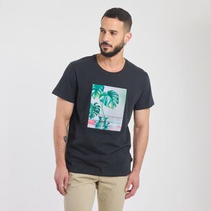 Polera Estampada Regular Manga Corta Cuello Redondo Hombre Az Black