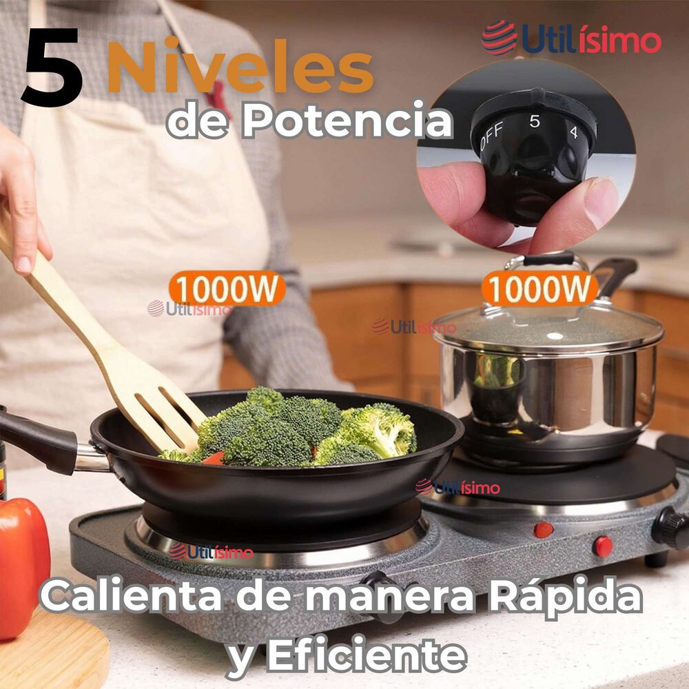 Cocina El&eacute;ctrica 2 Platos Cocinilla Port&aacute;til 2000w De Potencia image number 5.0