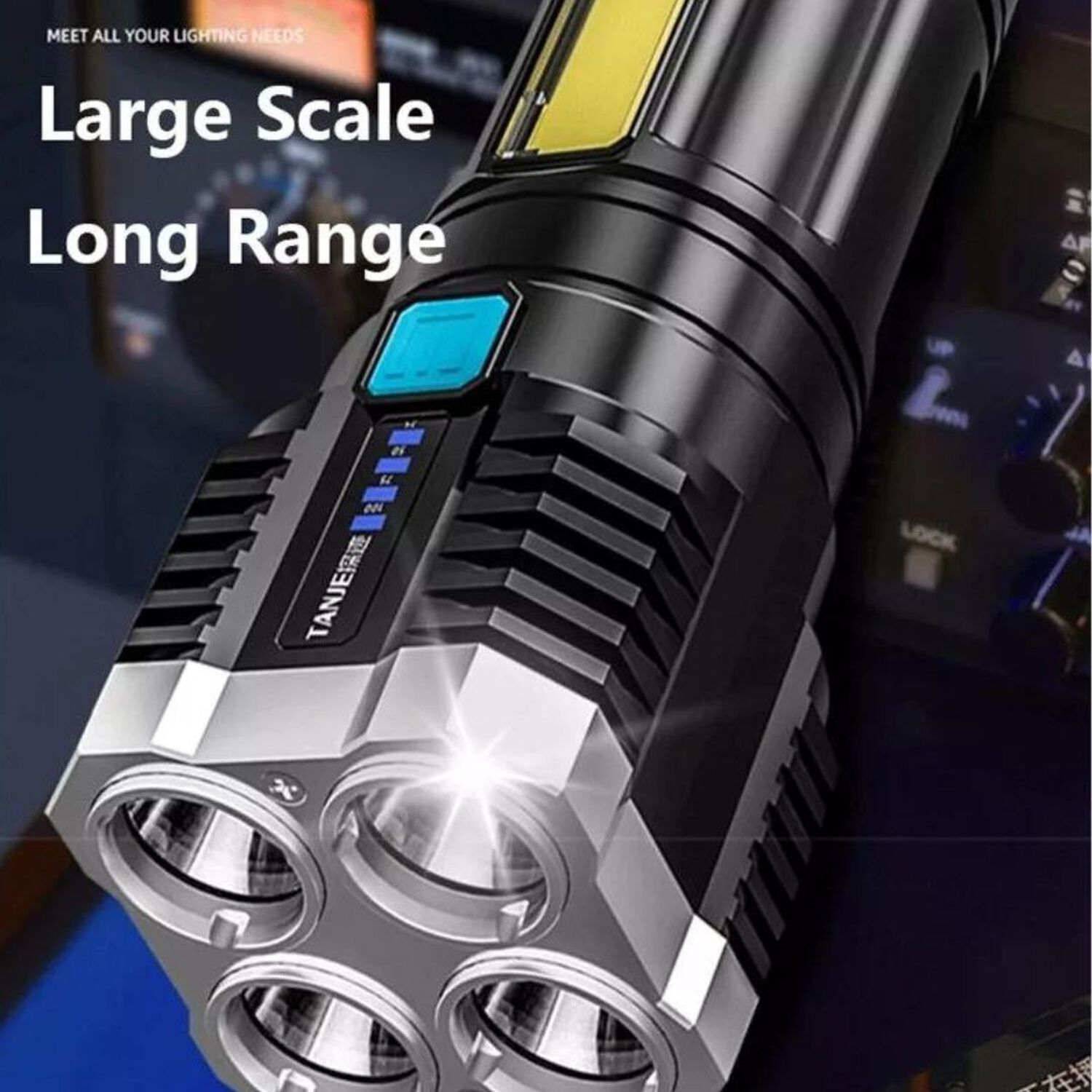 Linterna Led Usb Recargable Alto Alcance 330 Mts 4 Focos image number 6.0