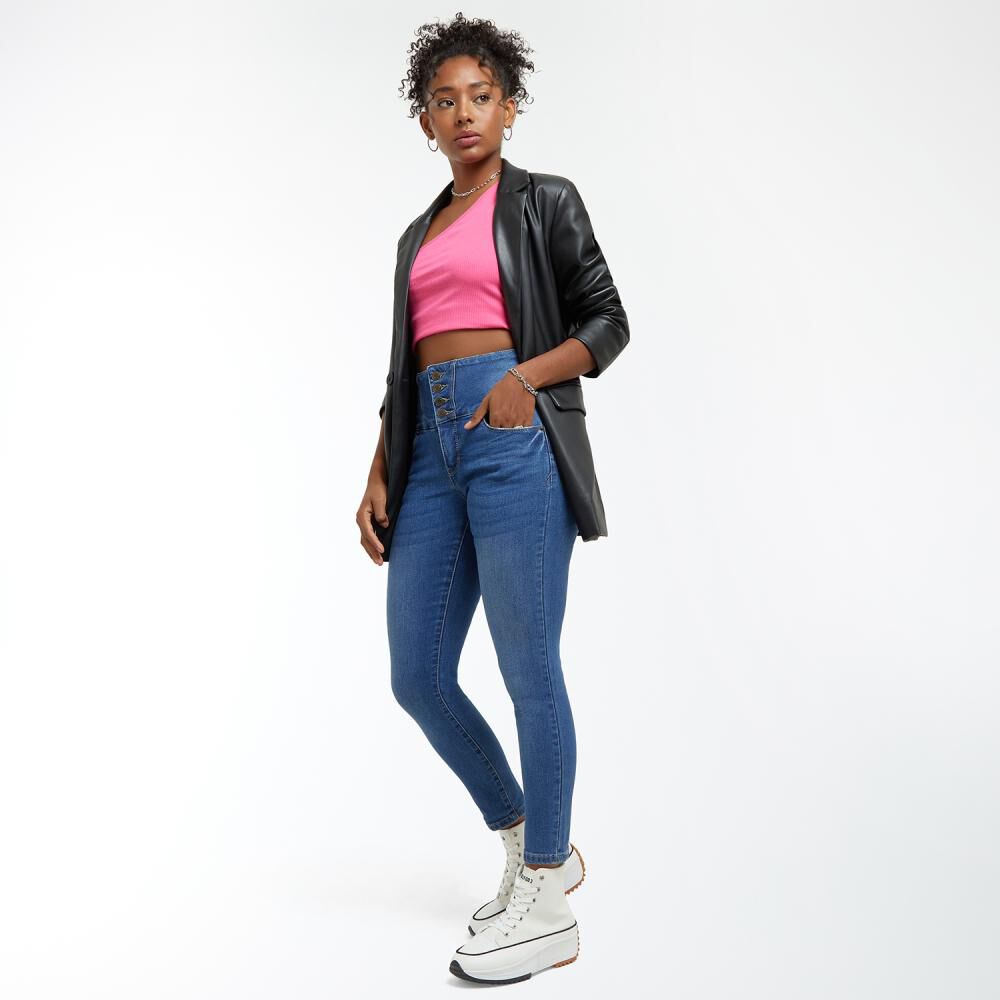 Jeans Tiro Alto Con Botones Super Skinny Mujer Rolly Go image number 1.0