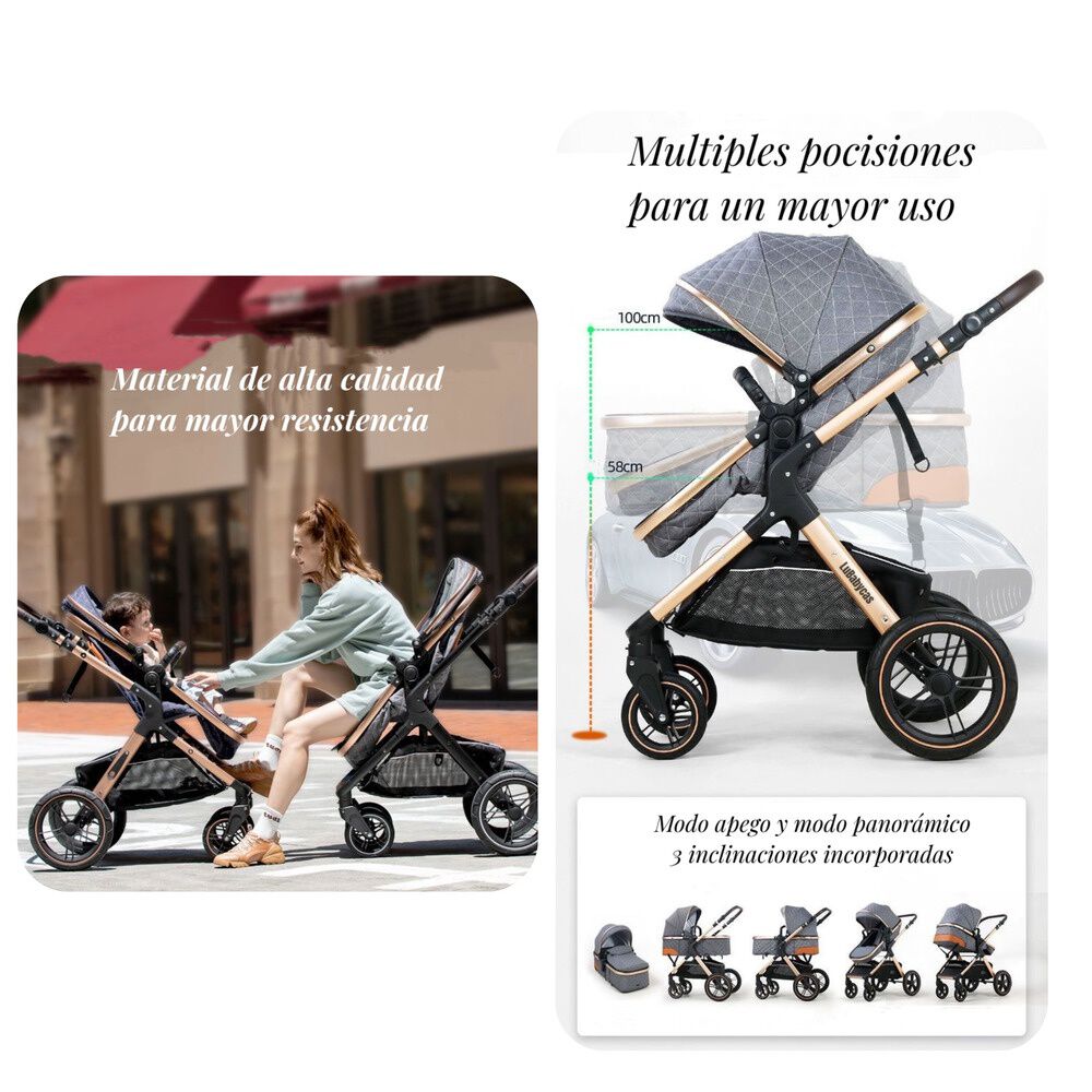 Coche Travel System Con Accesorios Lubabycas X1 Rosado image number 6.0
