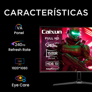 Monitor Gamer Curvo Caixun 27" Fhd Va 1500r 240hz Srgb 128% Hdmi 2.1 Dp 1ms C27c1f