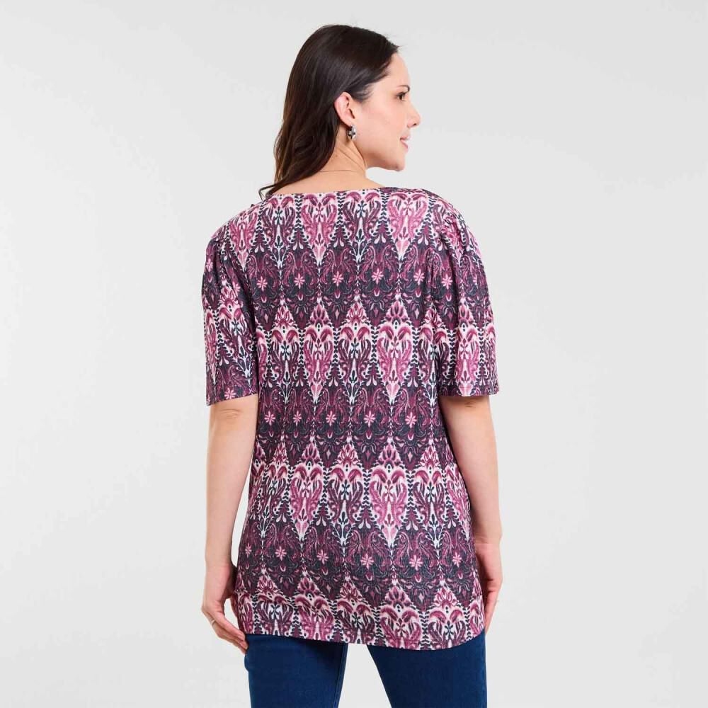Blusa Full Print Manga Corta Cuello V Mujer Sexy Large image number 3.0