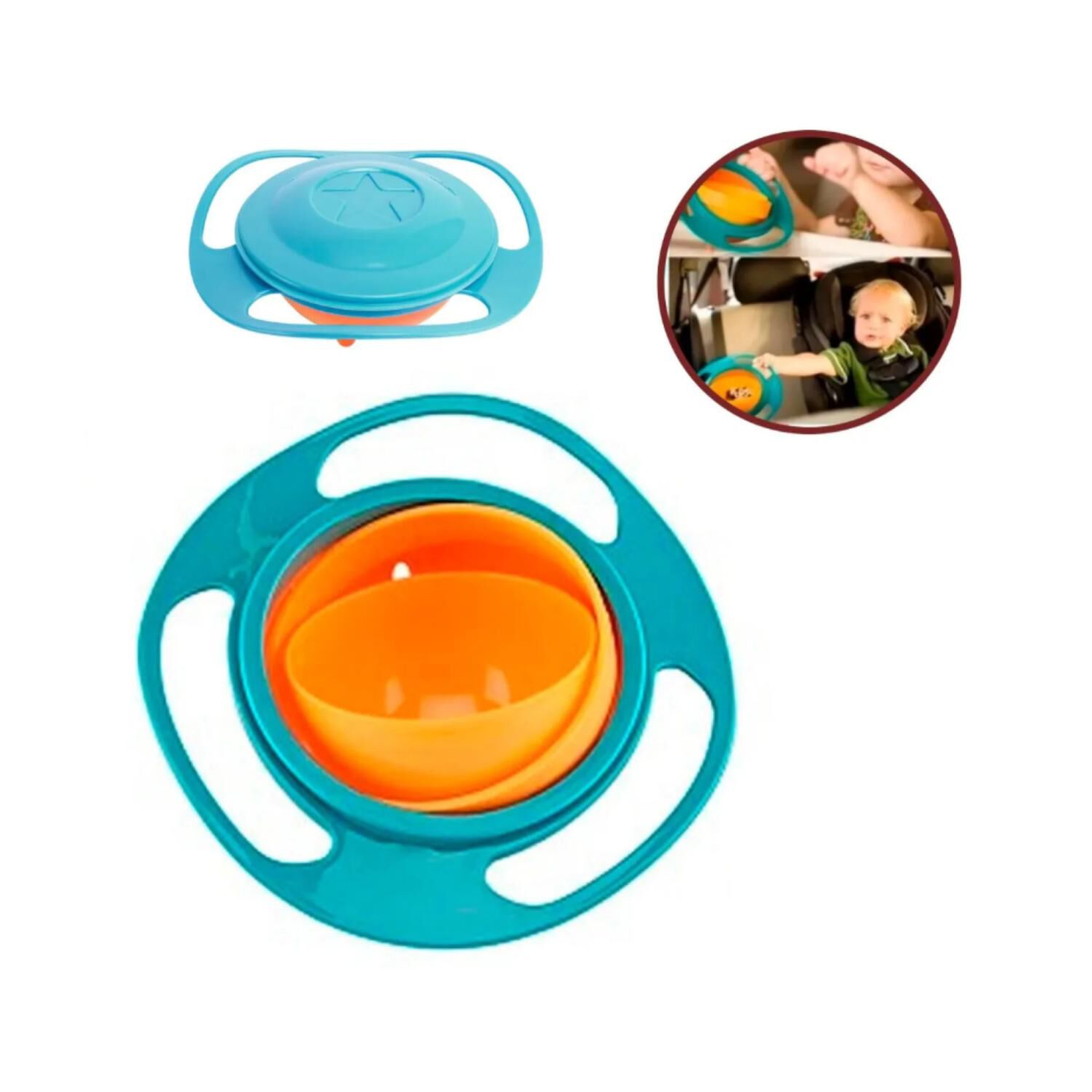 Plato Tazon Antivuelco Para Comidas De Bebes Azul Infantil image number 1.0