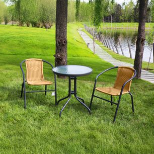 Set Terraza Maceio 2 Sillas + Mesa Vidrio 70x60 Cm Beige