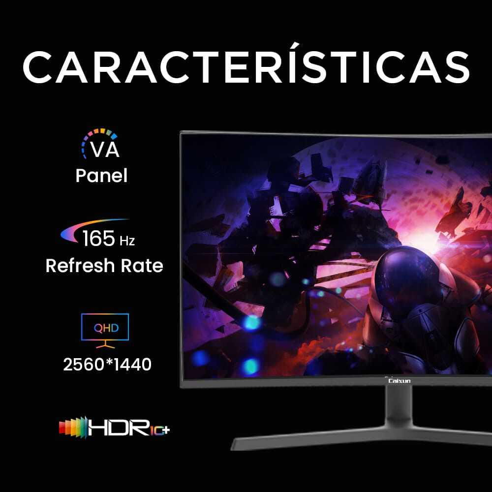 Monitor Gamer Curvo Caixun 32" Qhd Va 1500r 165hz Hdmi Dp Usb 1ms C32c3q image number 1.0